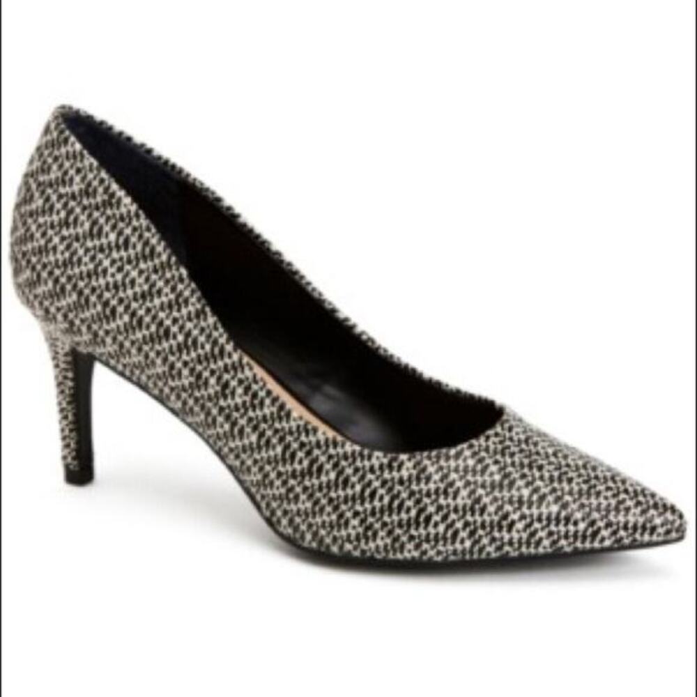 NEW Alfani JeulesF black & white women's raffia pumps heels step flex size 8.5